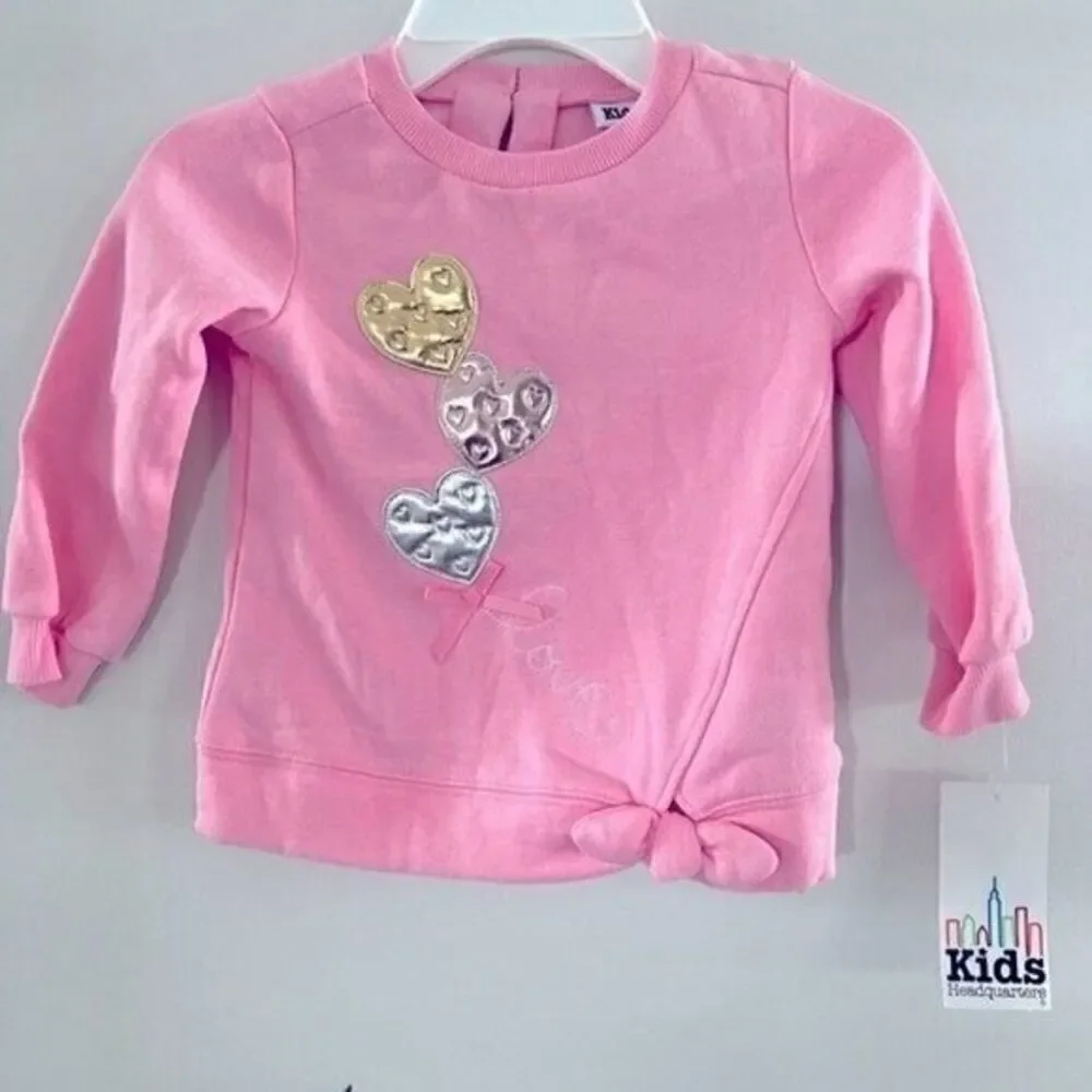 Kids Headquarters girl sweater, l pink long sleeve with hearts 3T(Girl)